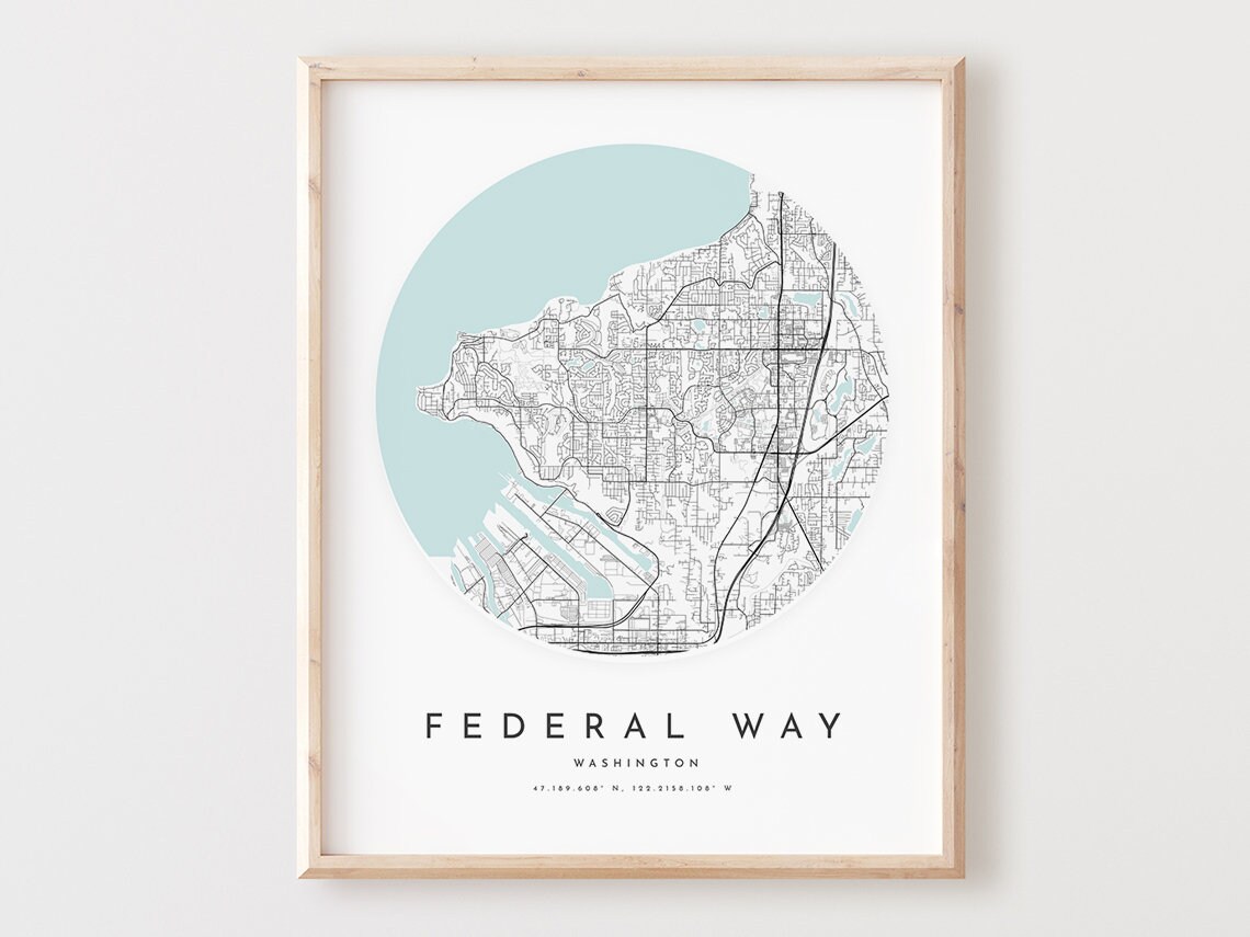 Federal Way Map Print Washington City Street Art