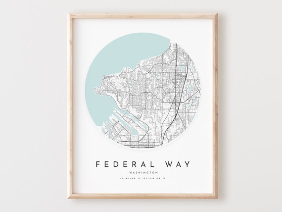 Federal Way Map Print Washington City Street Art