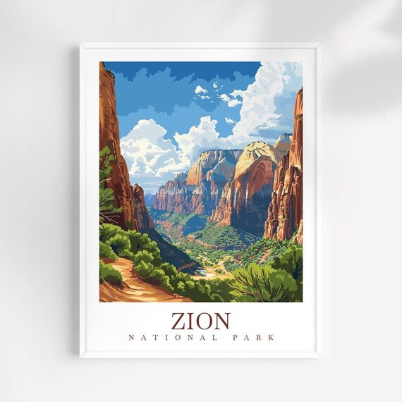 Zion National Park Poster - Majestic Red Cliffs of the Canyon Wilderness