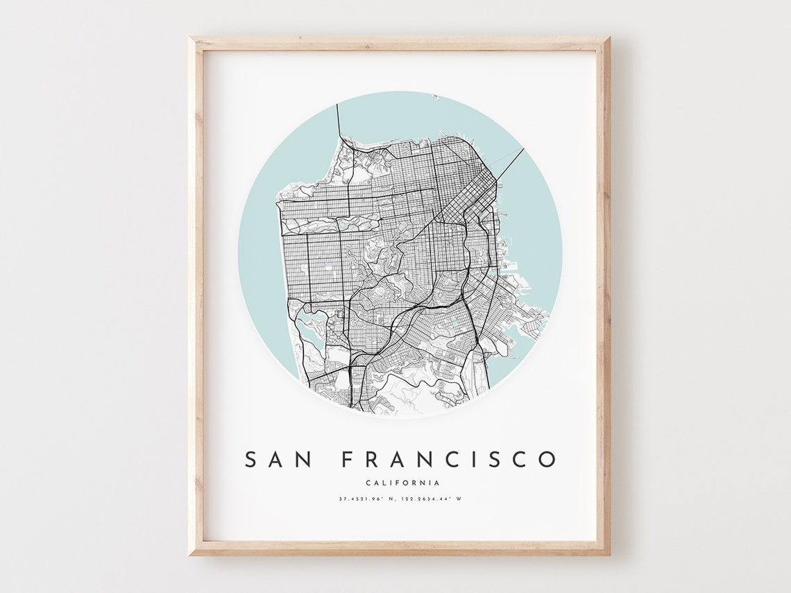 San Francisco California Circular City Street Map Minimalist Poster