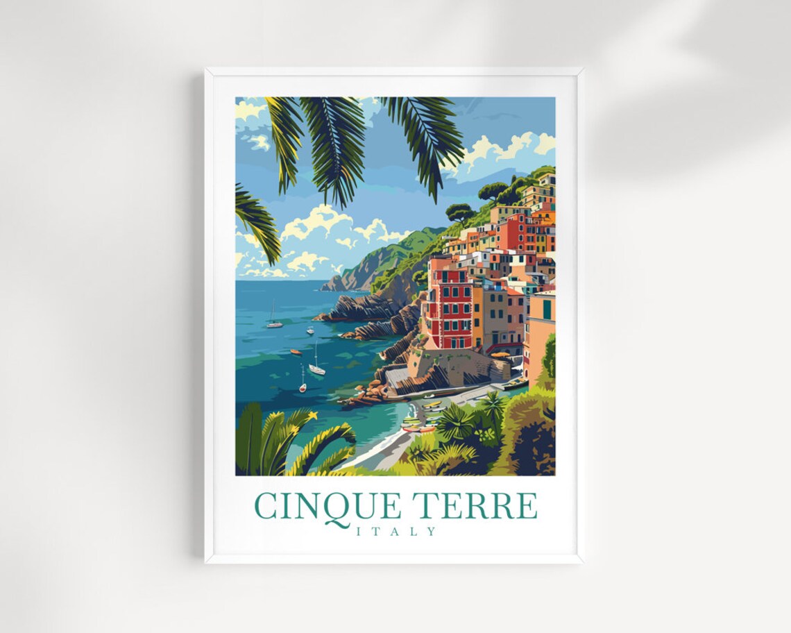 Cinque Terre Italy Colorful Cliff Village Above Blue Sea Poster