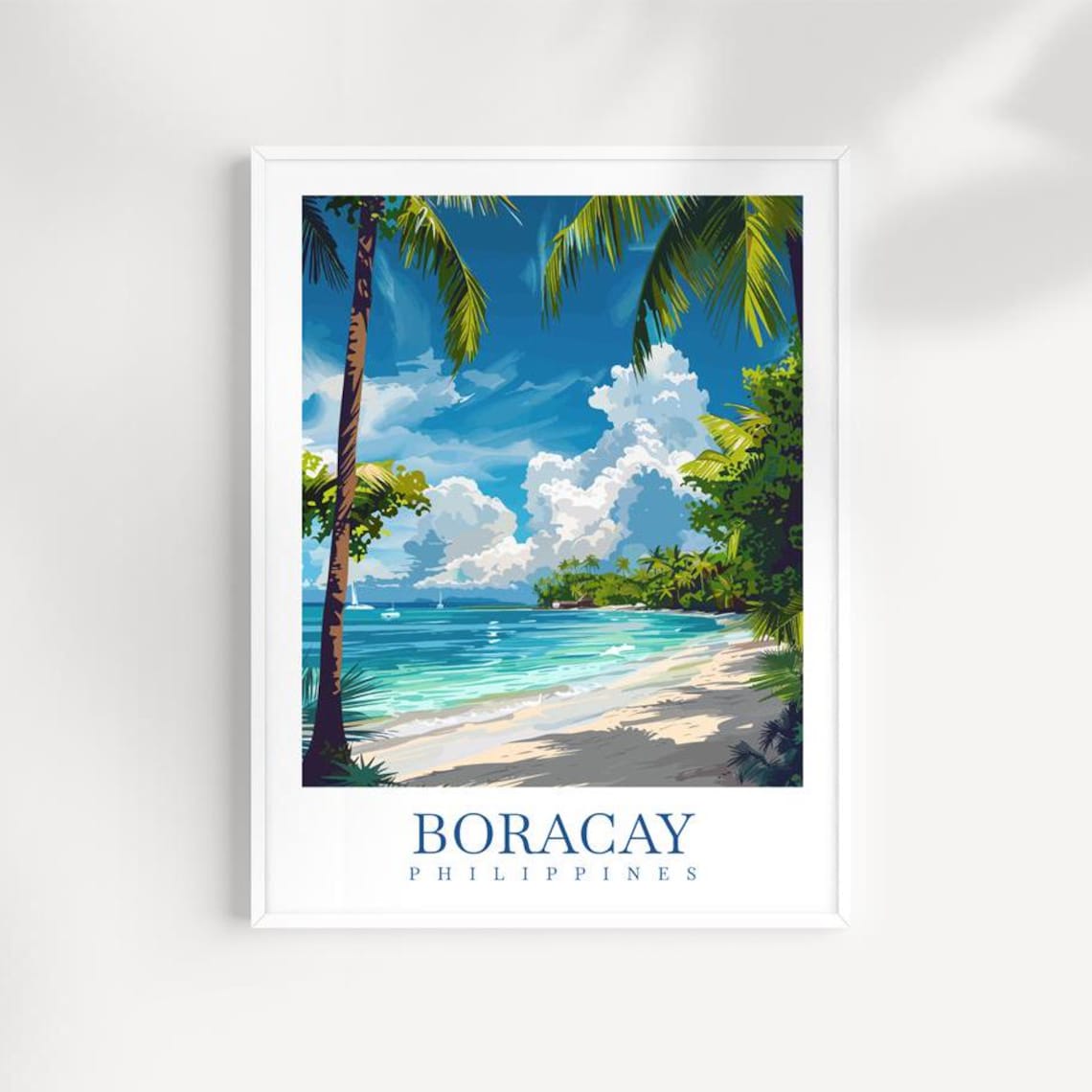 Boracay Philippines Palm Beach Turquoise Sea Travel Art Poster