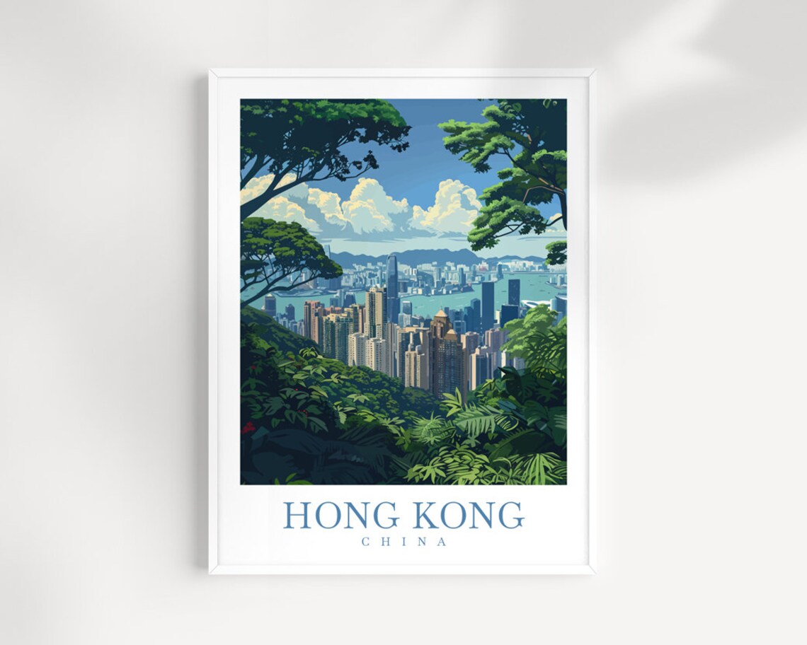 Hong Kong Travel Print Wall Art China Wall Hanging Home Dcor Gift Hong Kong Art Lovers China Hong Kong Art Gift Hong Kong Poster Gift