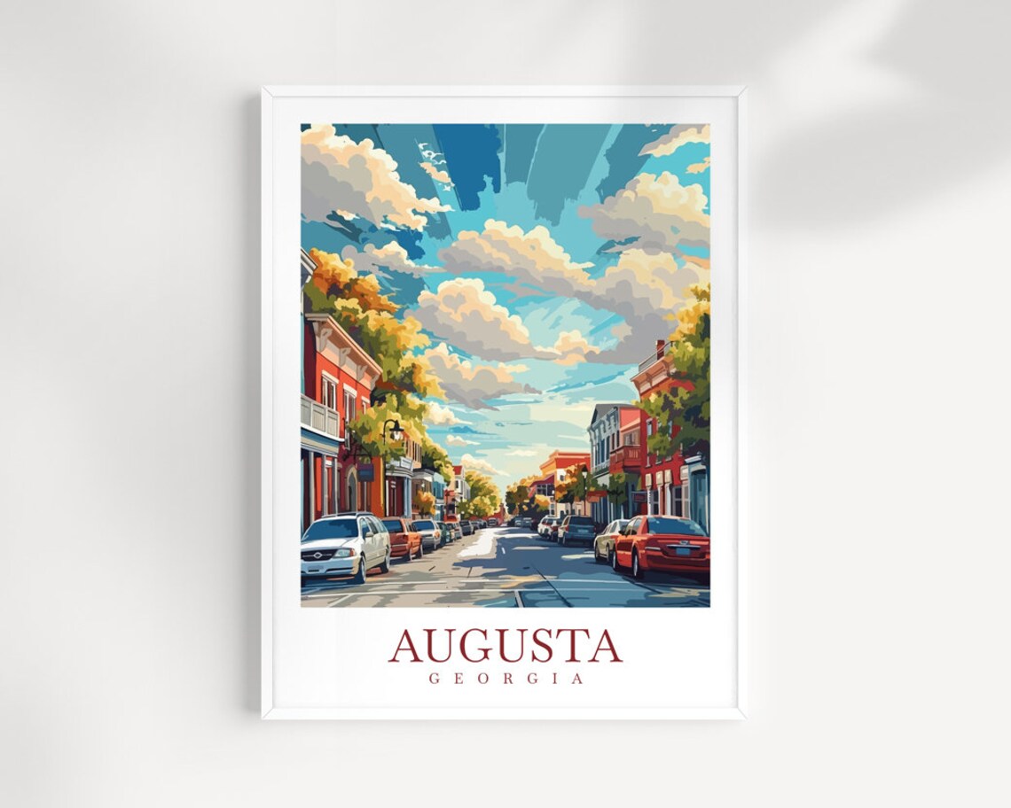 Augusta Georgia Historic Main Street Brick Buildings Travel Poster