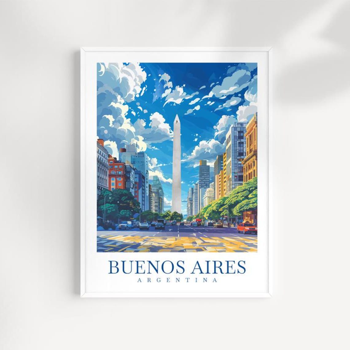 Buenos Aires Argentina Obelisco Grand Avenue City Travel Poster