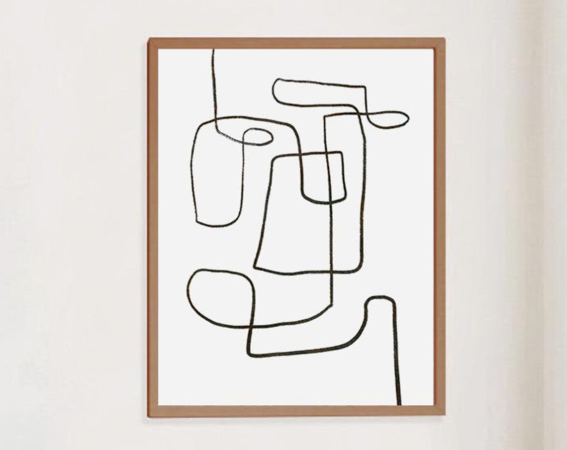 Abstract Squiggle Line Face Playful Continuous Line Doodle Art Poster - Image 3