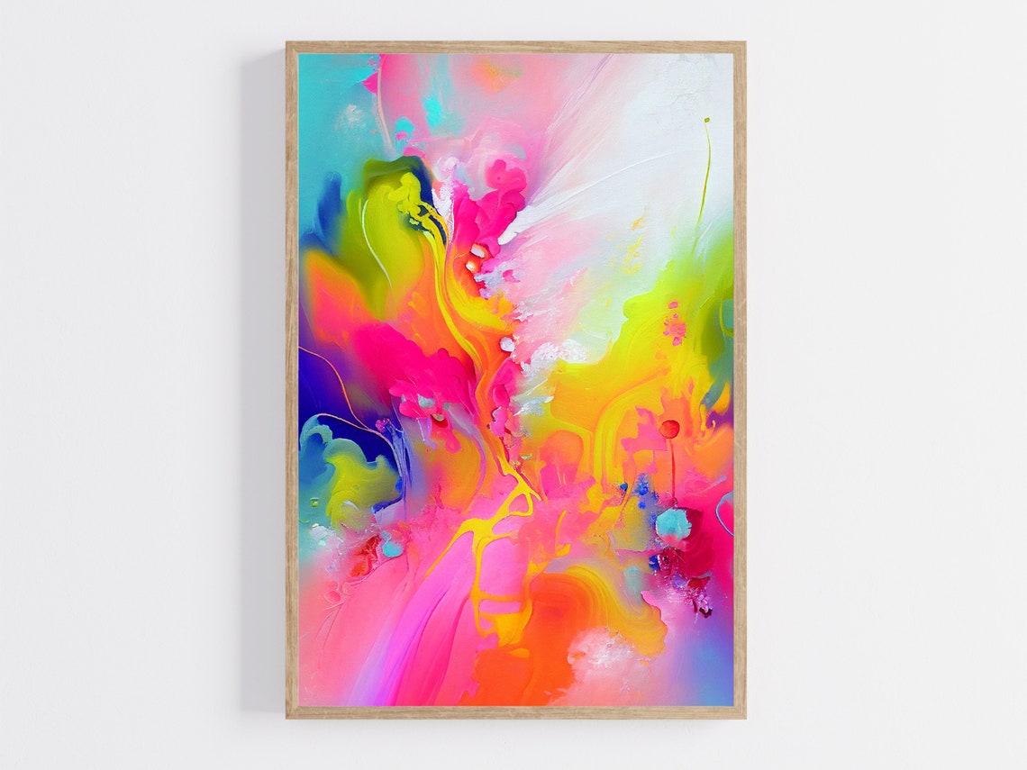 Fluid Neon Magenta and Orange Abstract Flow Energy Art Poster - Image 4