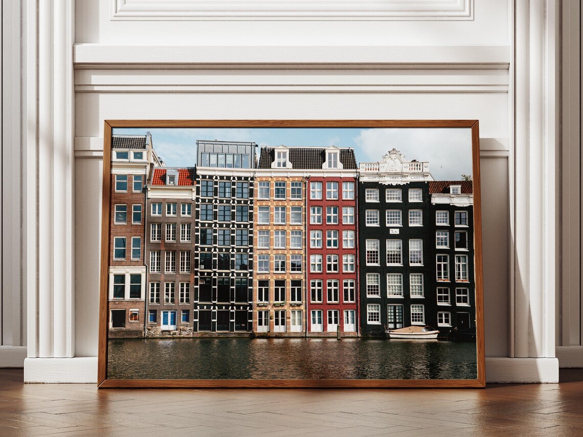 Amsterdam Canal Houses Colorful Gabled Architecture Photo Poster