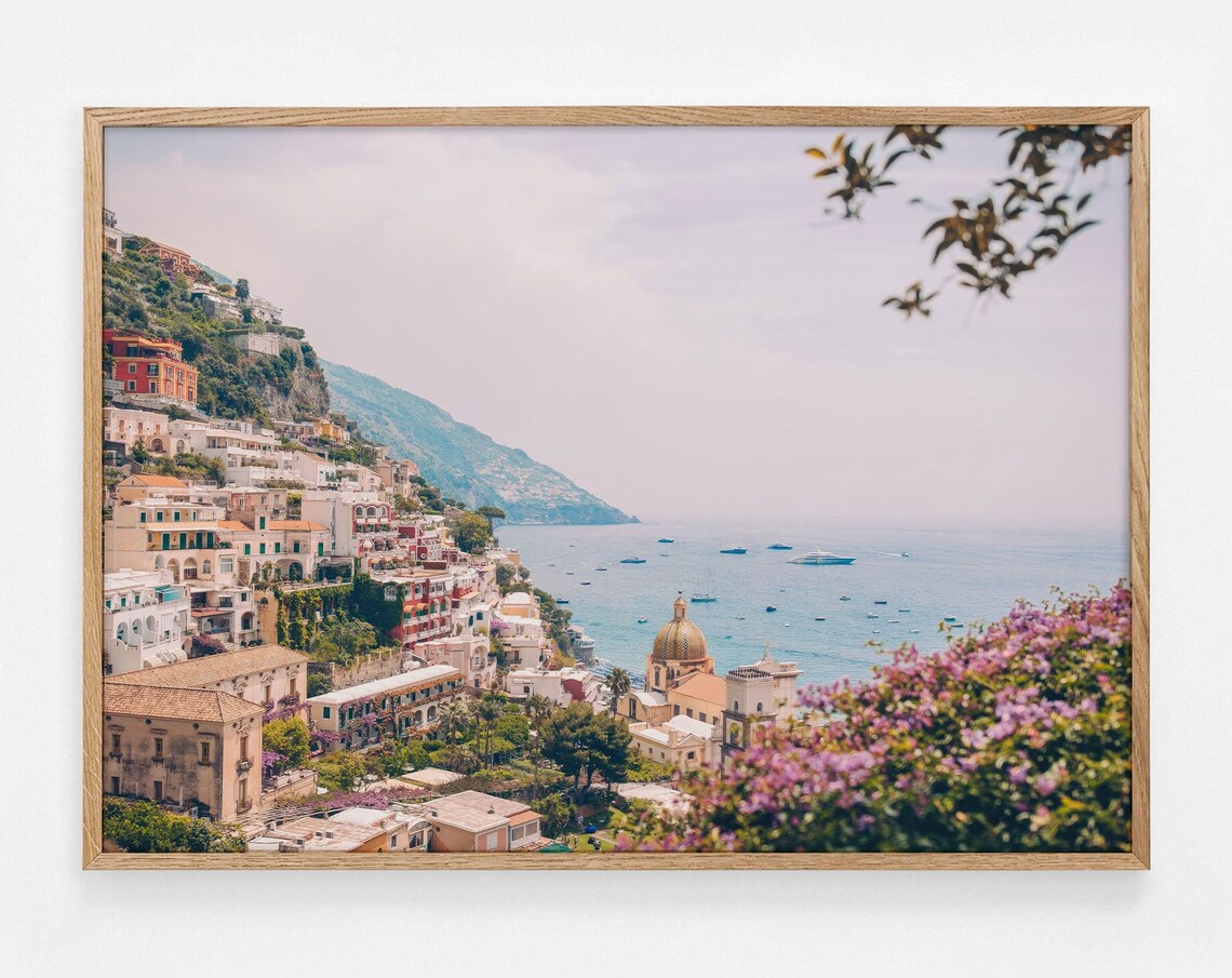 Positano Amalfi Coast Cliffside Village Bougainvillea Photo Poster