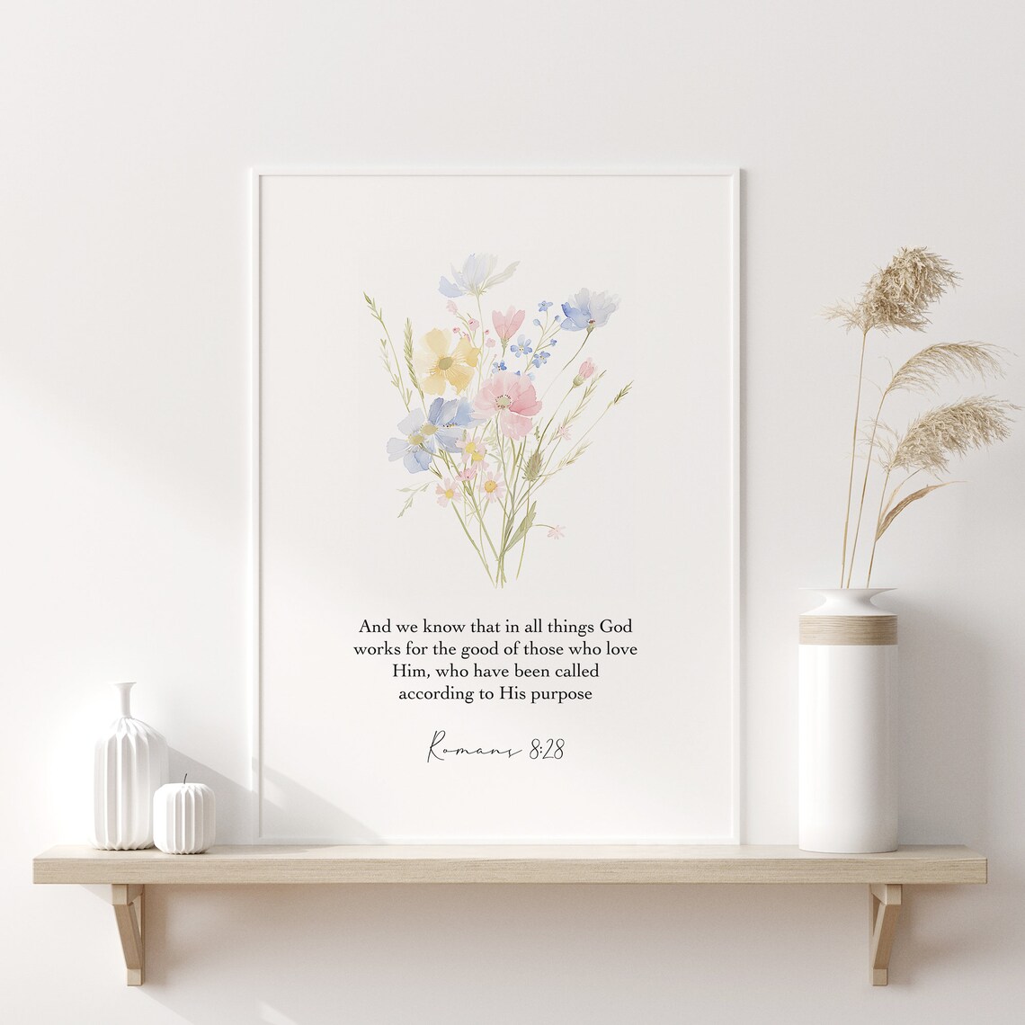 Romans 8:28 Bible Verse Art Print, Christian Decor - Image 2