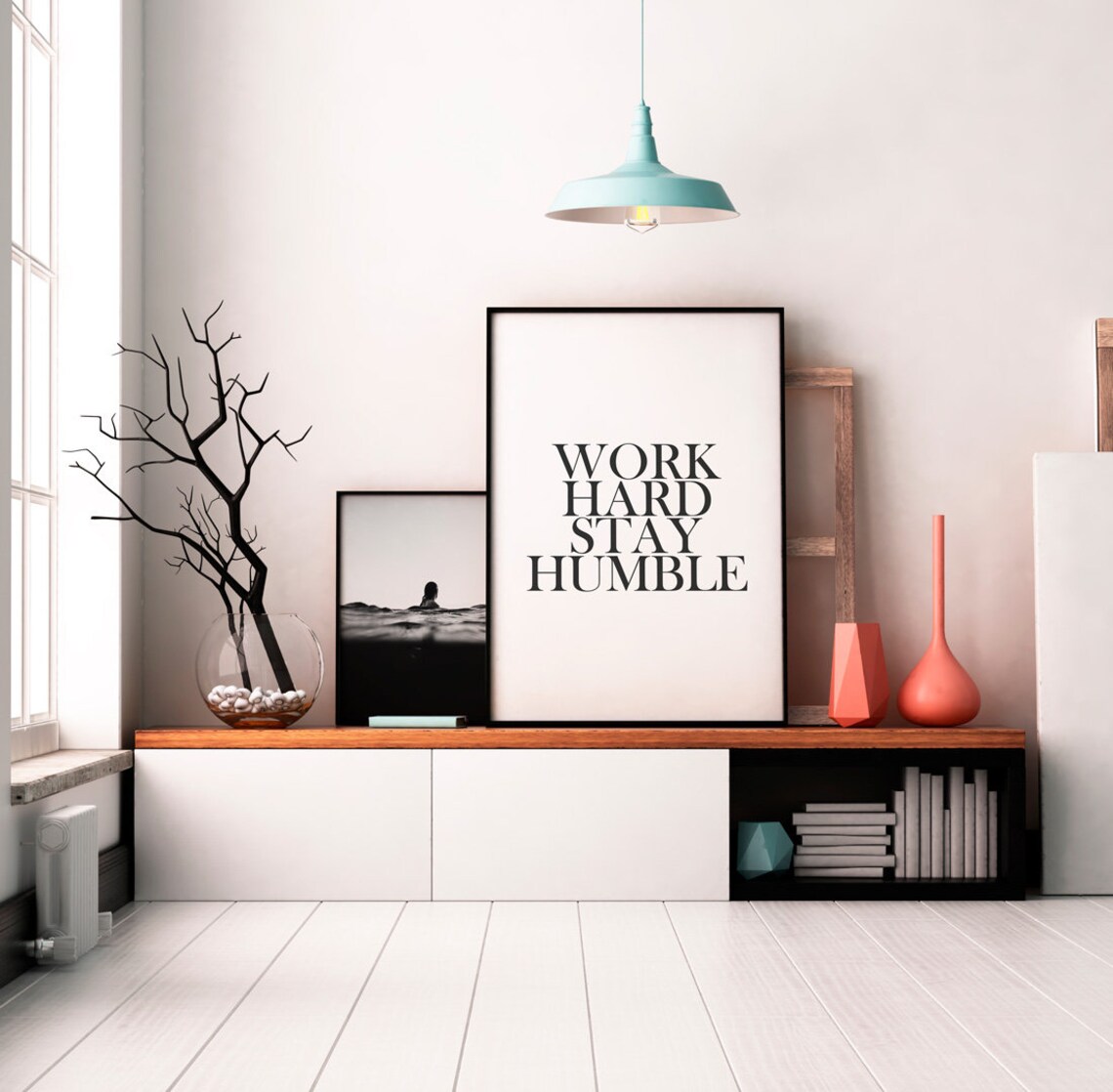 Work Hard Stay Humble Motivational Quote Art Print - Image 2