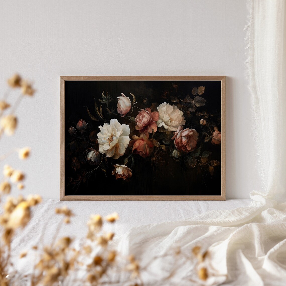 Vintage Botanical Flower Still Life, Rustic Print - Image 4