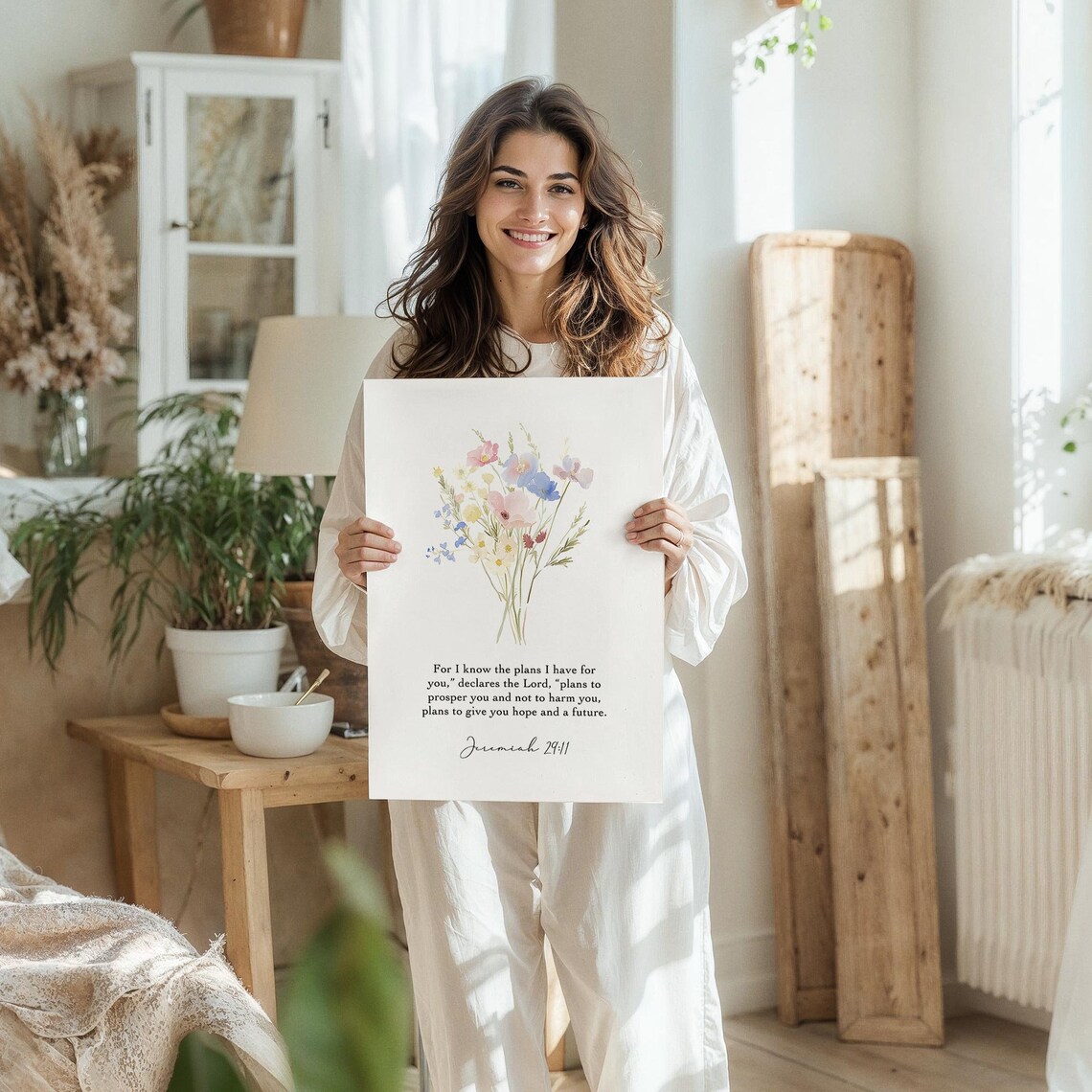 Jeremiah 29 11 Plans To Prosper You Watercolor Floral Scripture Verse Poster - Image 7