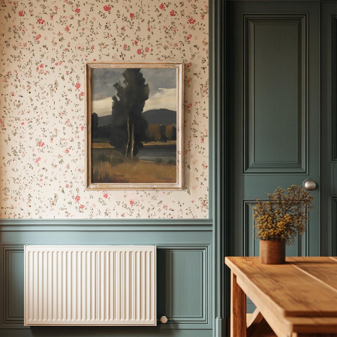 Vintage Landscape Painting, Moody Rustic Countryside Scene - Image 3