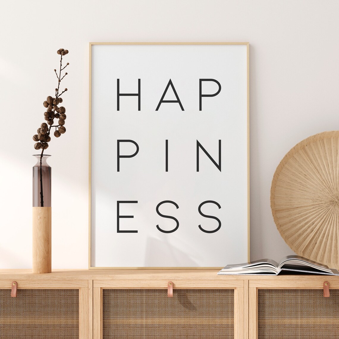 Happiness Quotes Positive Typography Art Print - Image 2