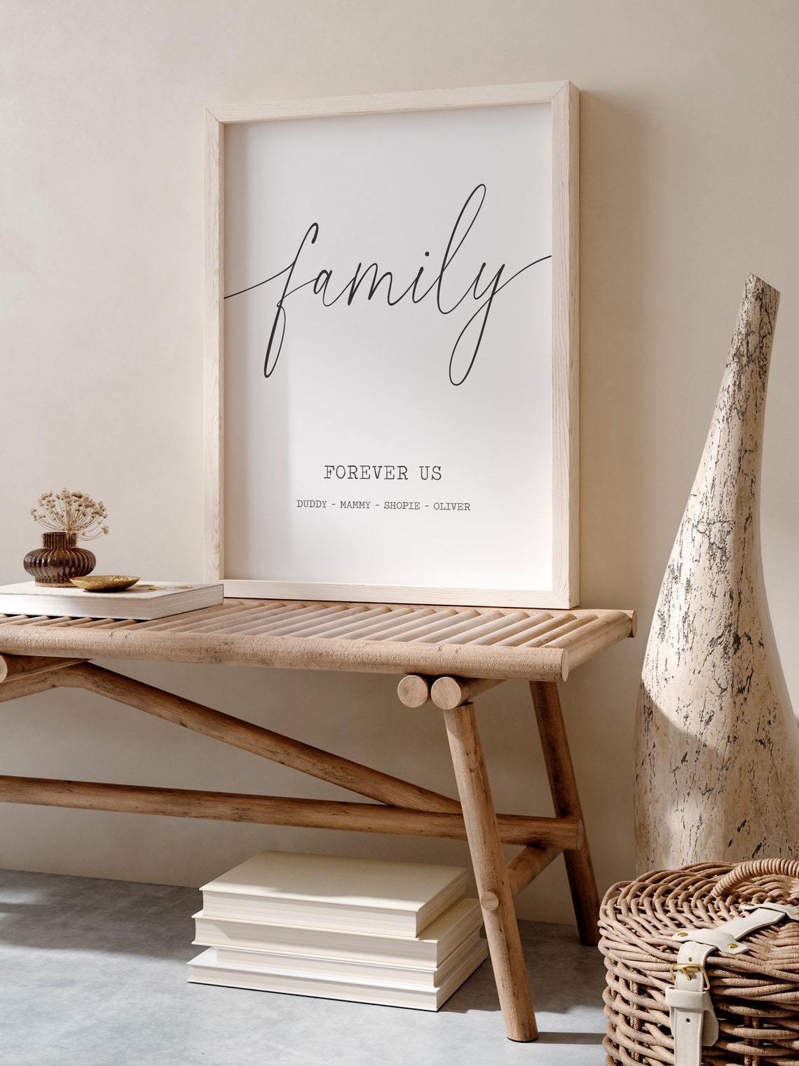 Family Forever Us Script Calligraphy Modern Farmhouse Name Poster - Image 2