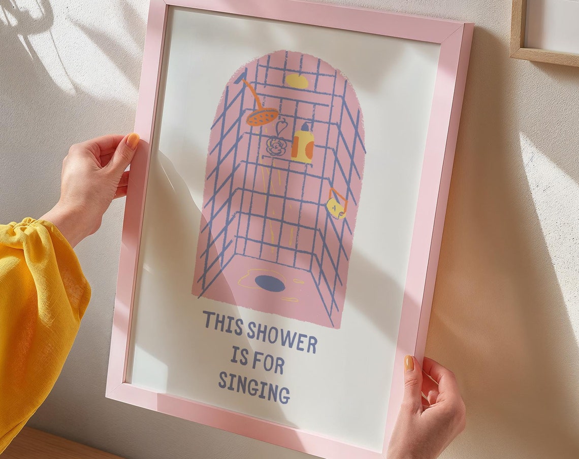 This Shower Is For Singing Pastel Shower Illustration Poster - Image 4
