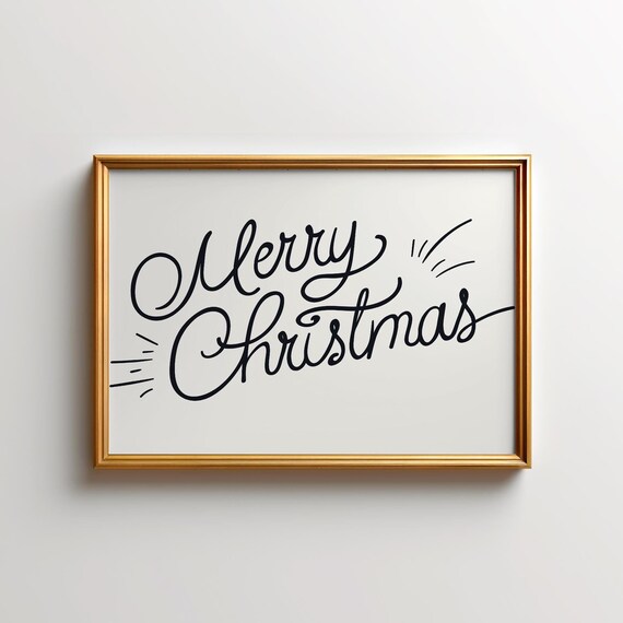 Merry Christmas Handwritten Script Minimalist Holiday Poster