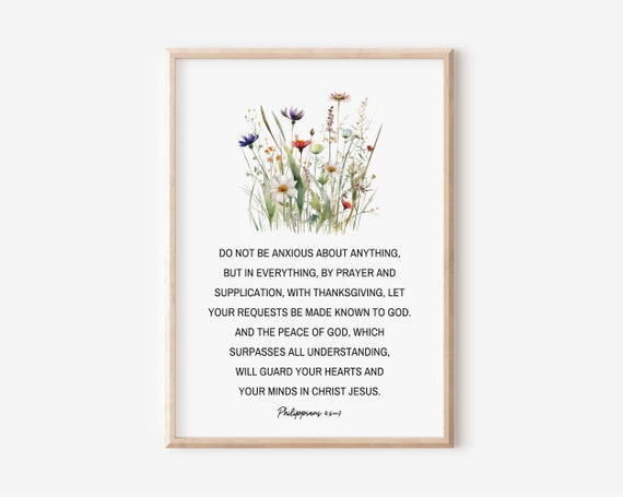 Philippians 4:6 Scripture Print, Watercolor Wildflowers
