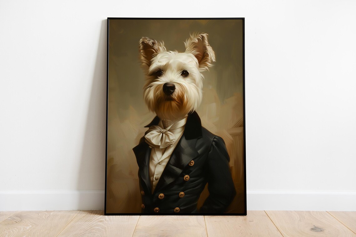 Schnauzer Dog Victorian Suit Portrait Dapper Gentleman Animal Poster