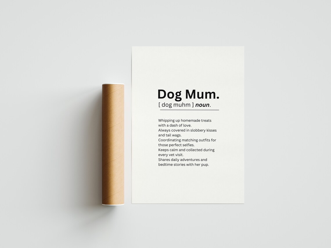 Dog Mum Noun Definition Minimalist Typography Dog Lover Poster - Image 3