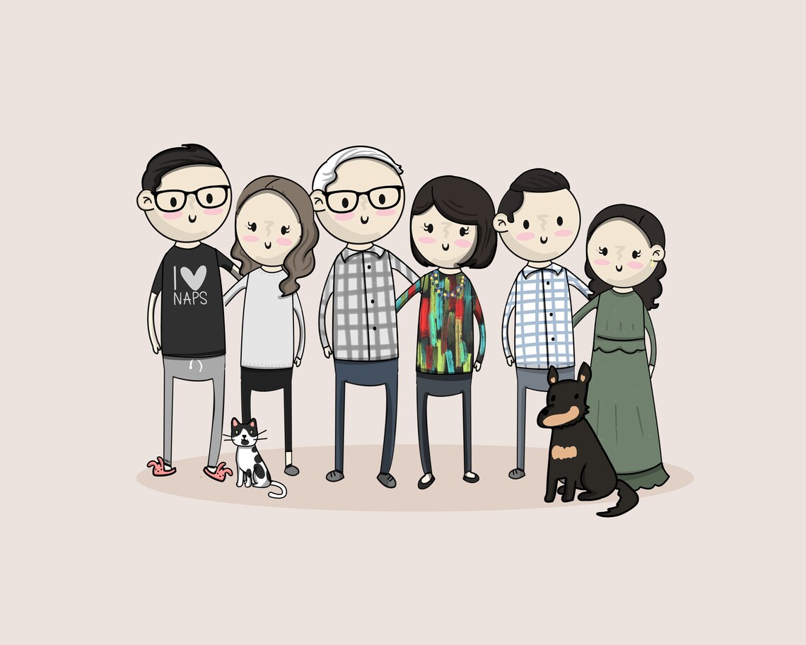 Custom Cartoon Christmas Couple Portrait with Festive Dog Poster - Image 2
