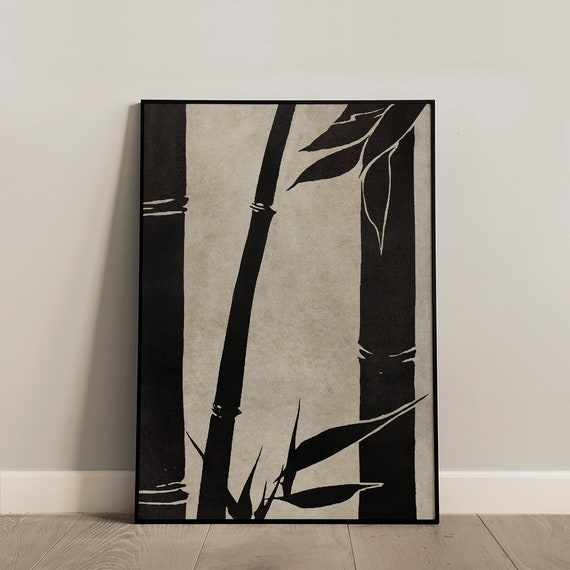 Japanese Bamboo Wall Art Beige Wabi Sabi Decor Minimal Japandi Art Bamboo Print Japanese Bamboo Decor Minimalist Bamboo Art