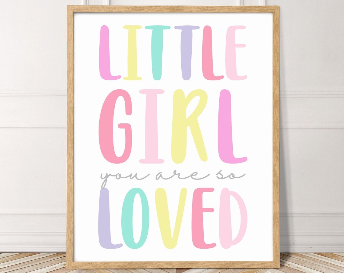 Little Girl You Are So Loved Pastel Kids Nursery Quote Poster - Image 5