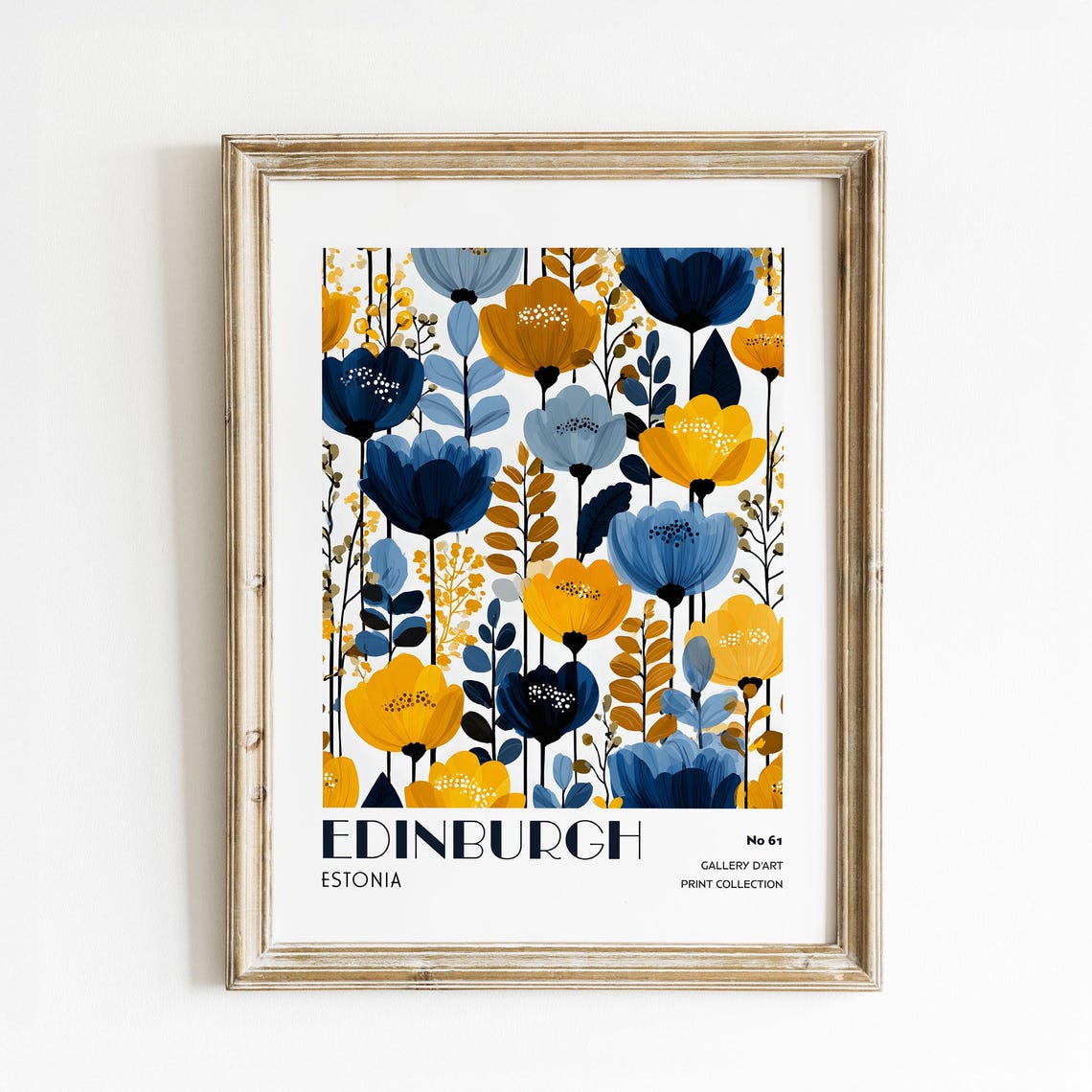 Edinburgh Estonia Blue And Gold Wildflower Garden Travel Print