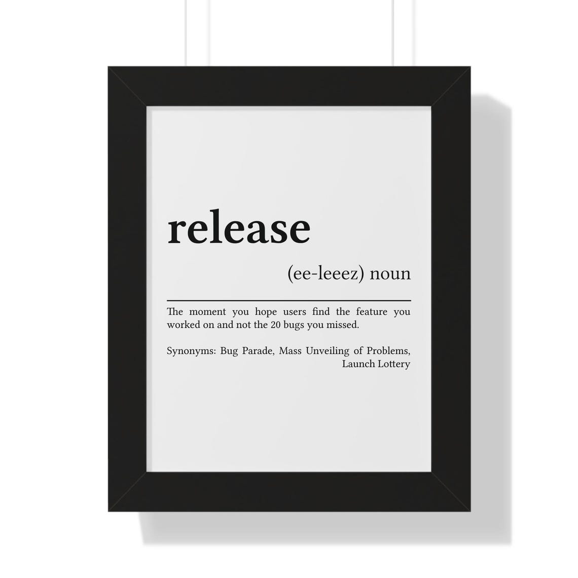 Release Funny Definition Poster for Software Developers Launch Day