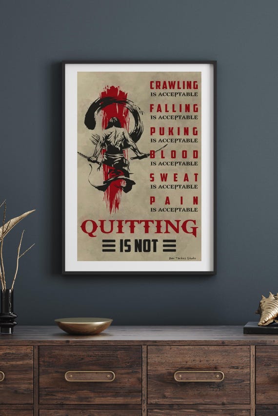 Not Acceptable Samurai Warrior Wall Art Bushido Code Print Zen Motivational Posterjapanese Martial Decor Home Or Office Inspiration
