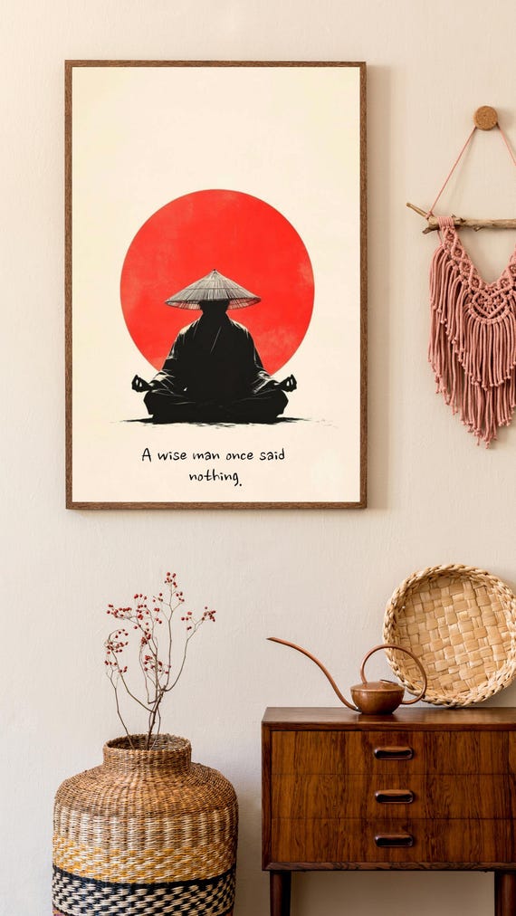 A Wise Man Mindfulness Meditation Wall Art Instant Zen Quote Print For Home Or Office Decor Minimalist Poster