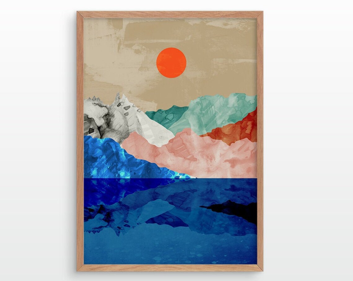 Mountains And Sea Art Print, Home Office Decor