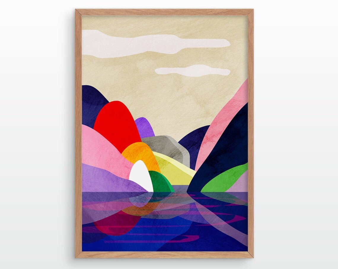 Lake In The Mountains Landscape Art Print