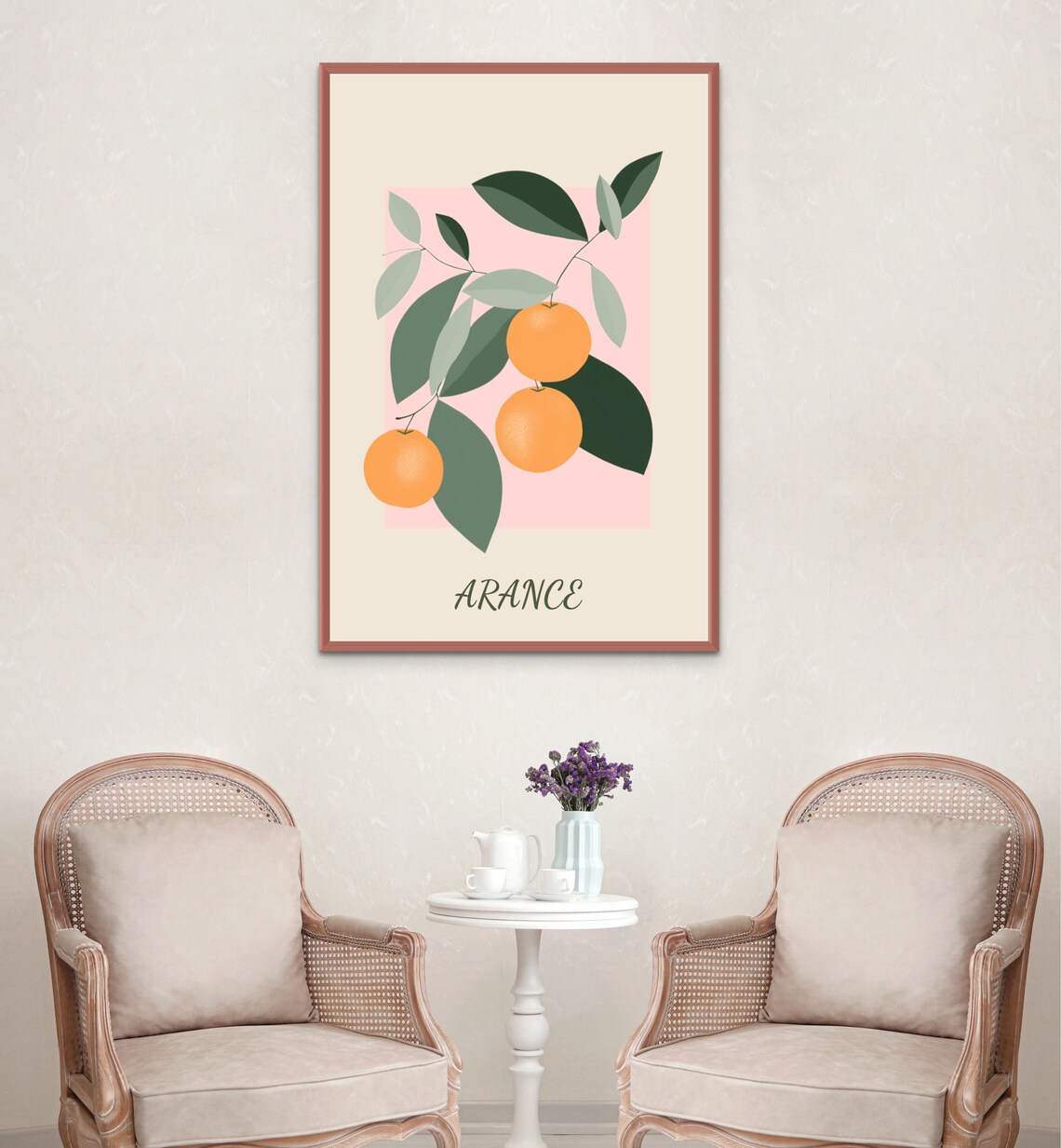 Luscious Oranges Art Poster In Pastel Hues Exquisite Wall Decor Elevate Modern Luxurious Kitchens With Vibrant Elegant Charm - Image 2