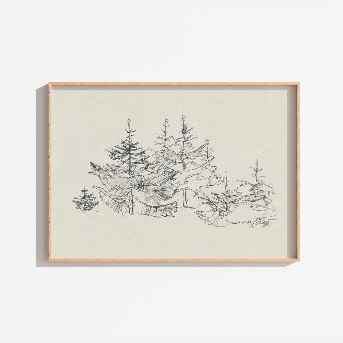 Vintage Abstract Christmas Tree Sketch Art Print