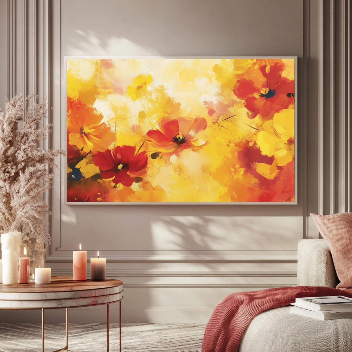 Abstract Red Yellow Poppies Botanical Painting Frame TV Art Poster - Image 5