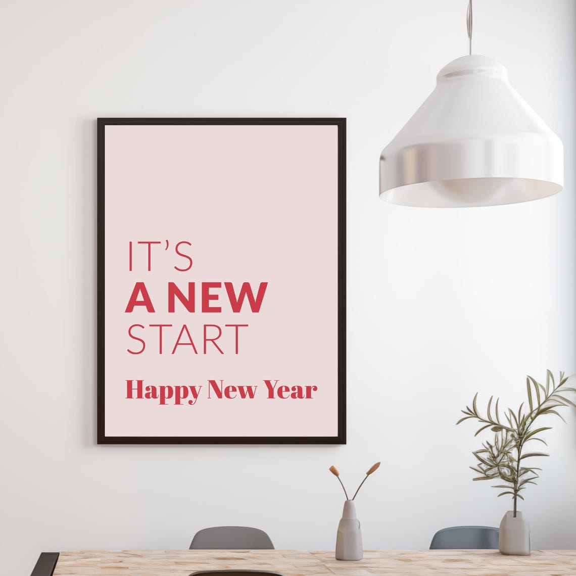 It's A New Start Happy New Year Pink Red Typography Party Poster - Image 3