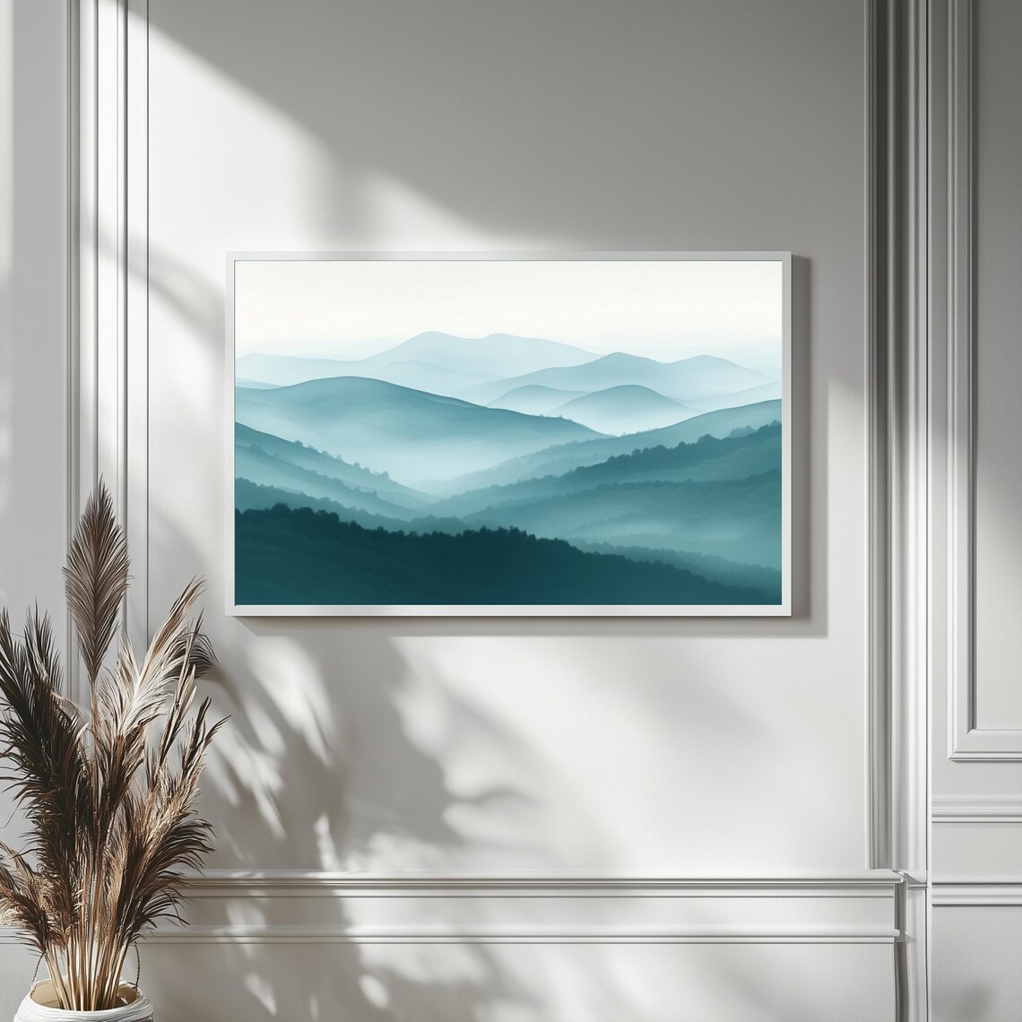 Neutral Misty Mountains Minimal Watercolor Landscape TV Poster - Image 4