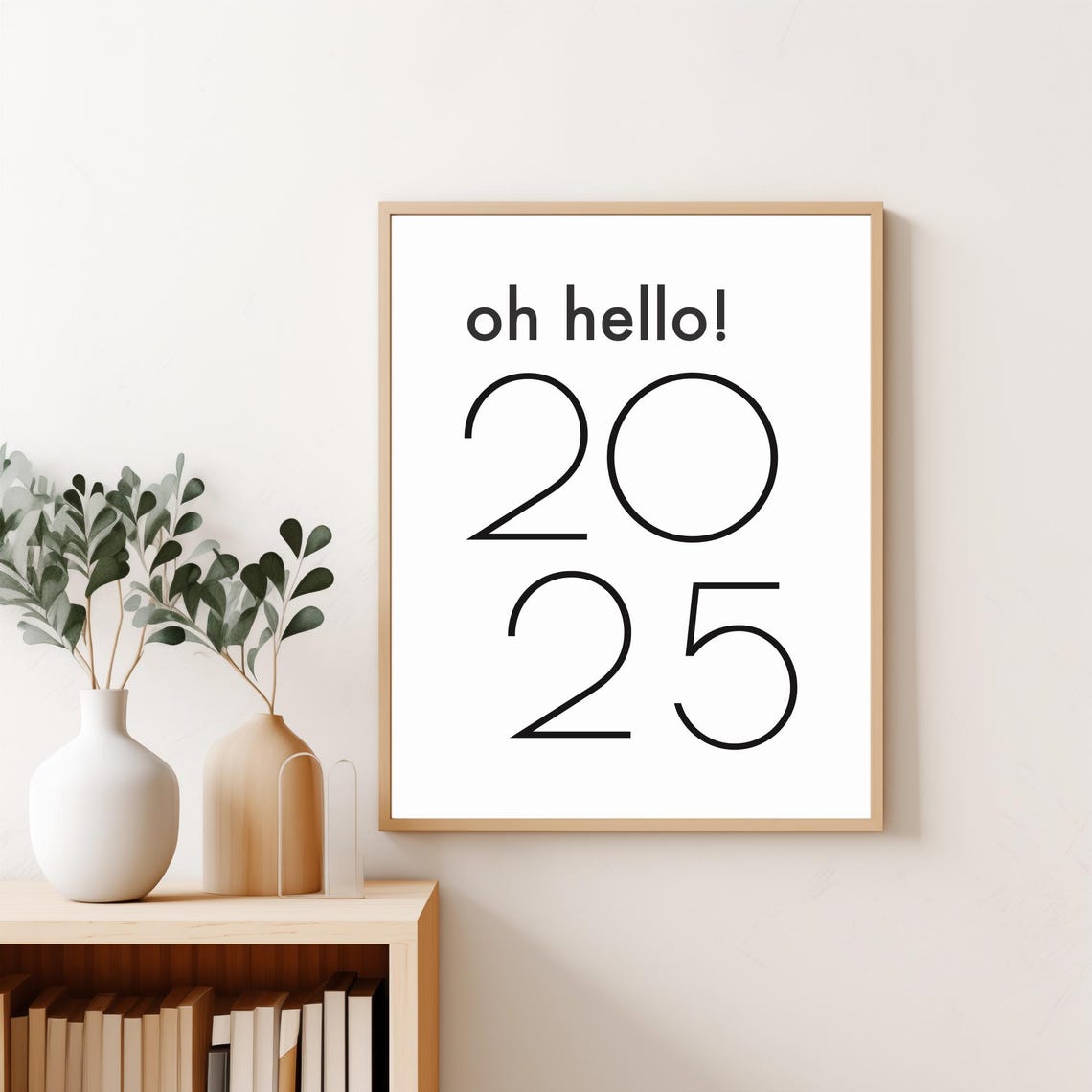 Oh Hello 2025 Minimal Black Typography New Year Eve Party Poster - Image 5
