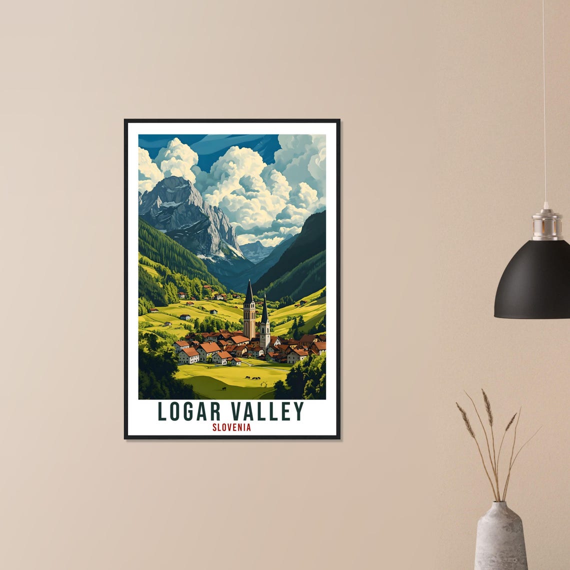 Logar Valley Slovenia Alpine Village Poster Under Dramatic Peaks - Image 3