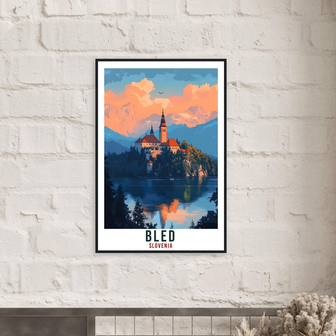 Bled Slovenia Sunset Lake Island Church Vintage Travel Poster - Image 2
