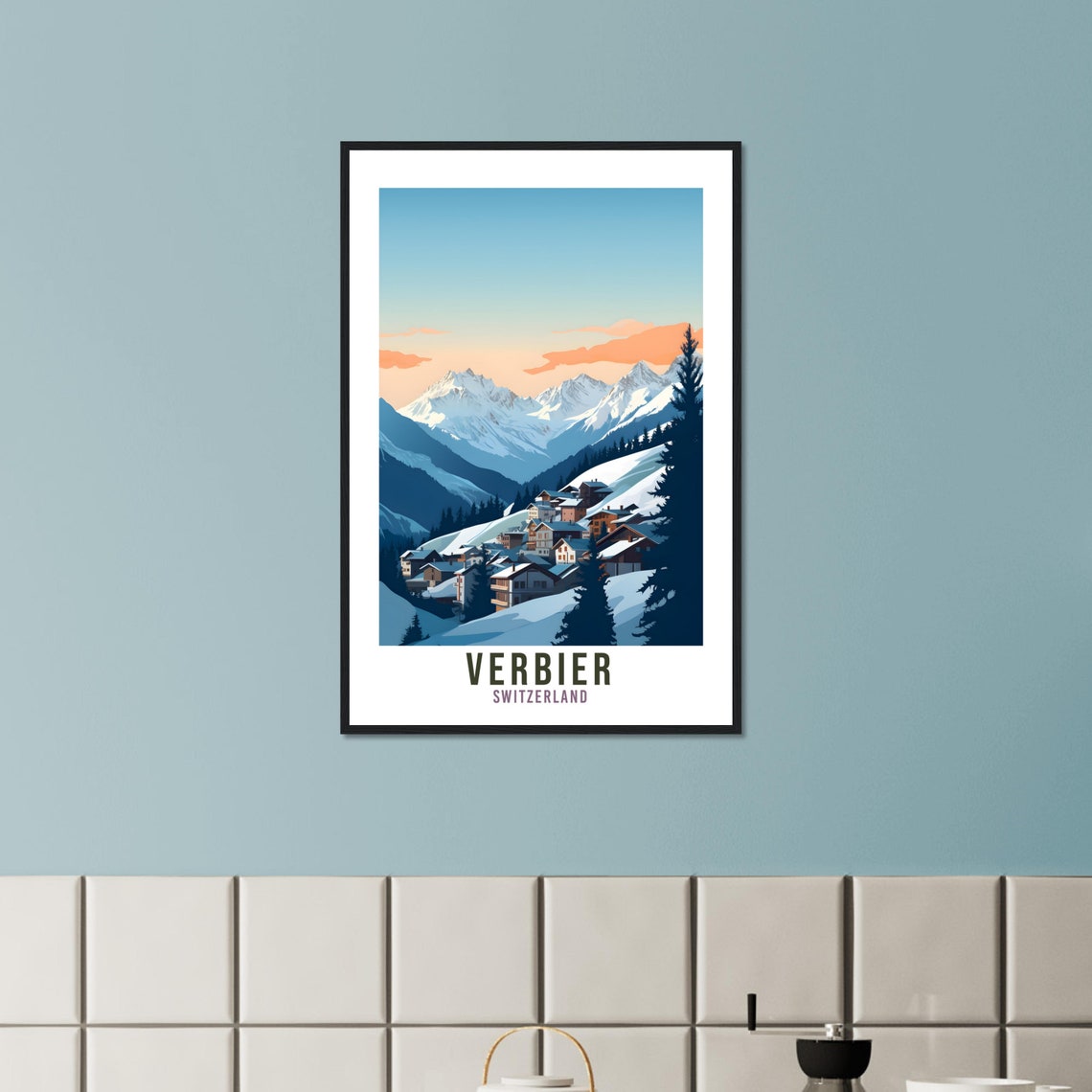 Verbier Travel Print Wall Art Verbier Home Decor Switzerland Gift Holiday Verbier Art Print Verbier Travel Poster Swiss Mountain Landscape - Image 3