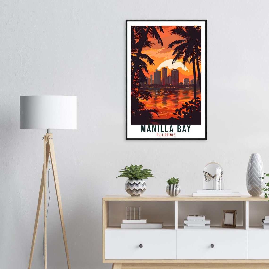 Manilla Bay Philippines Tropical Sunset Palm Skyline Travel Poster - Image 3