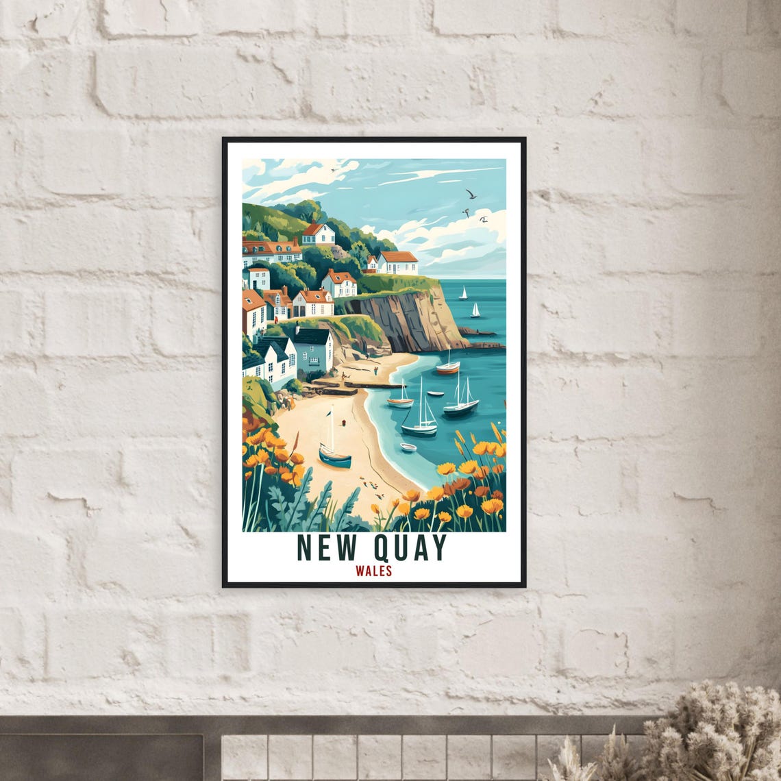 New Quay Travel Poster Wales Home Decor New Quay Wall Art Wall Hanging Art Lover Wales Artwork Travel Print Wales New Quay Travel Art Gift - Image 2