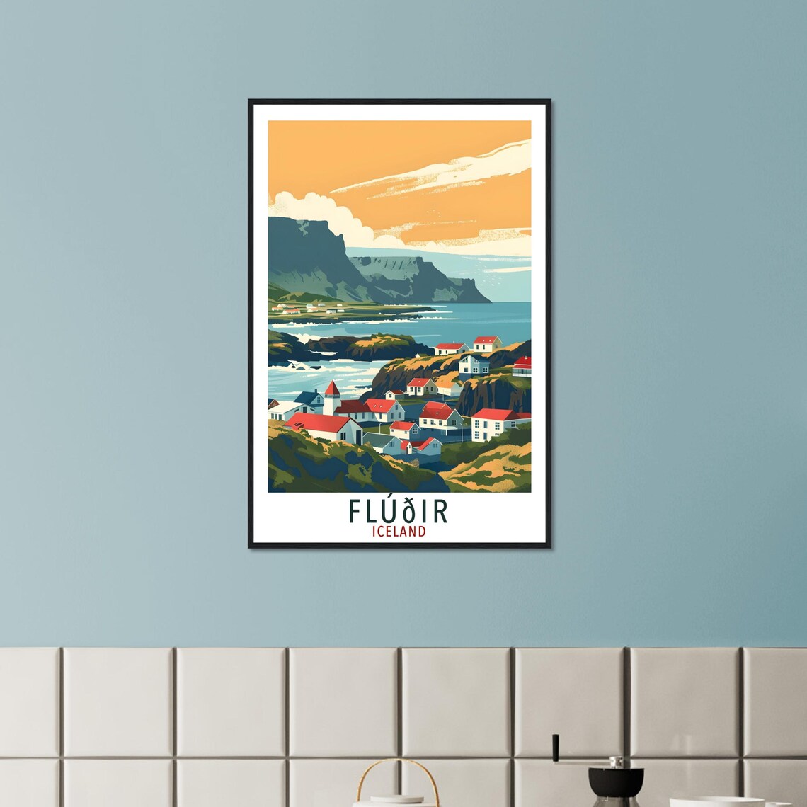 Fludir Iceland Travel Print Wall Art Wall Hanging Home Dcor Fludir Gift Travel Art Iceland Fludir Artwork City Landscape Travel Poster - Image 2