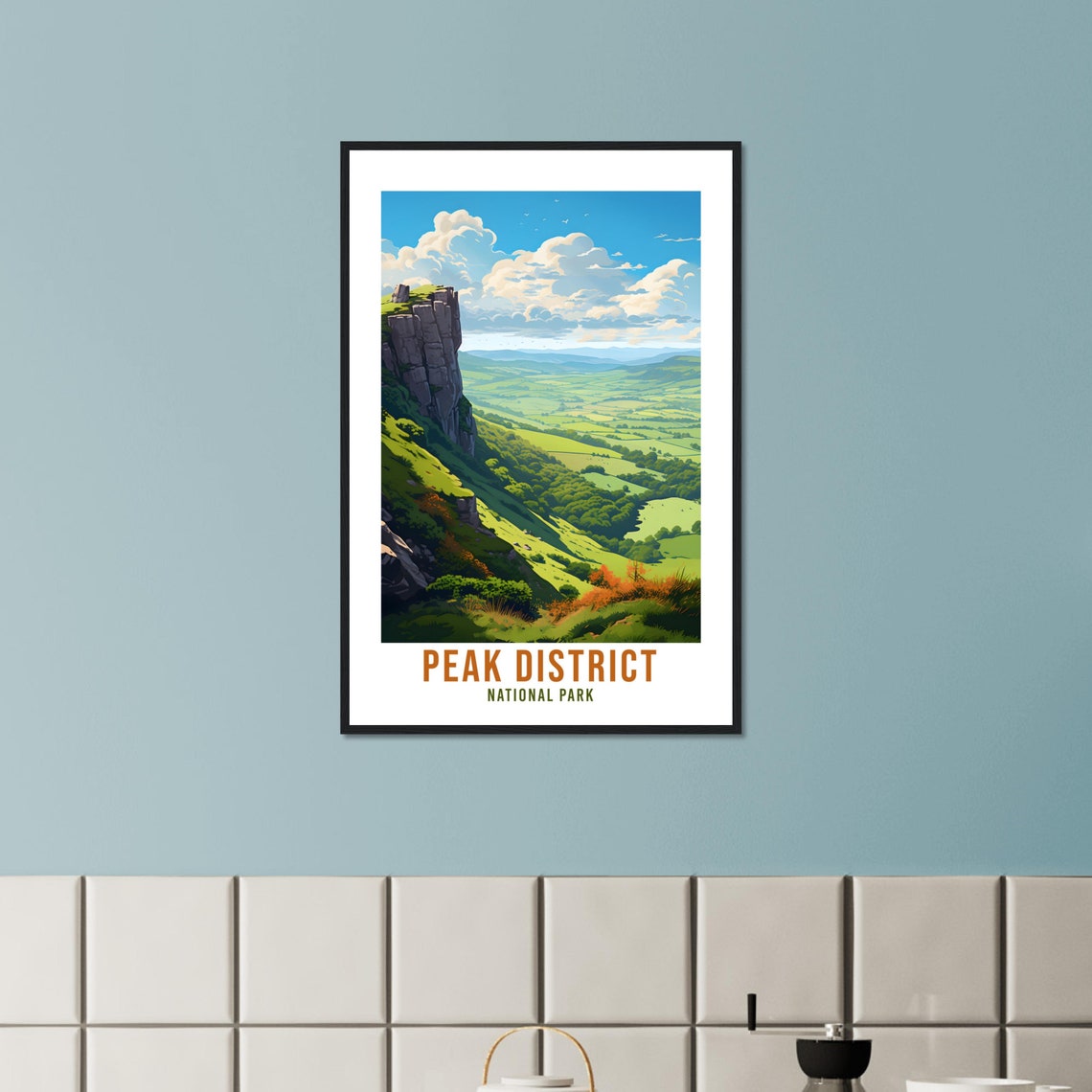 Peak District National Park Crag Edge Green Valley Travel Poster - Image 3