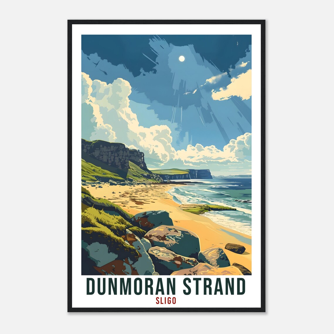 Dunmoran Strand Golden Beach Sea Cliffs Sligo Ireland Scenic Poster - Image 4
