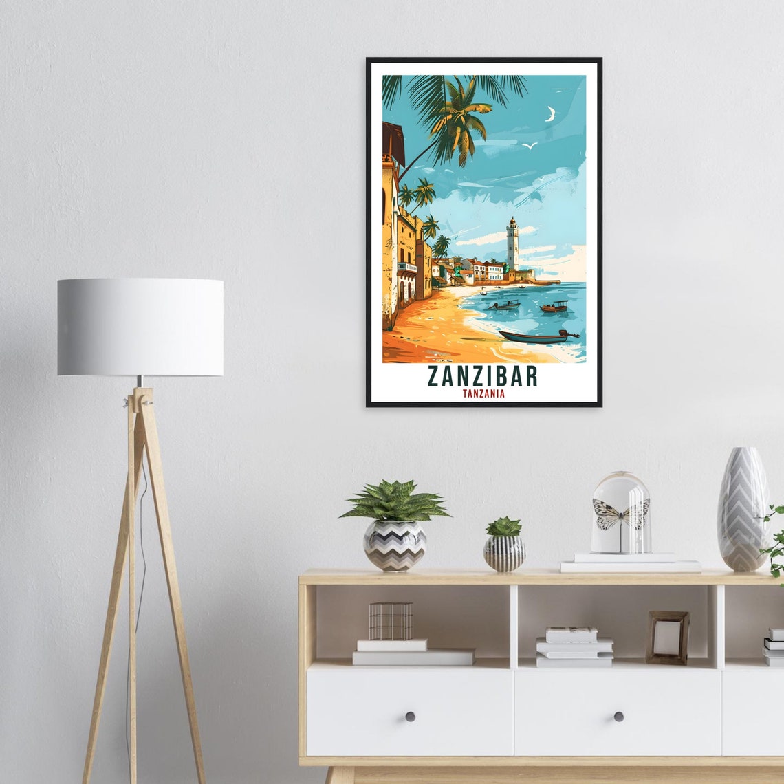 Zanzibar Tanzania Island Beach Lighthouse Vintage Travel Poster - Image 2