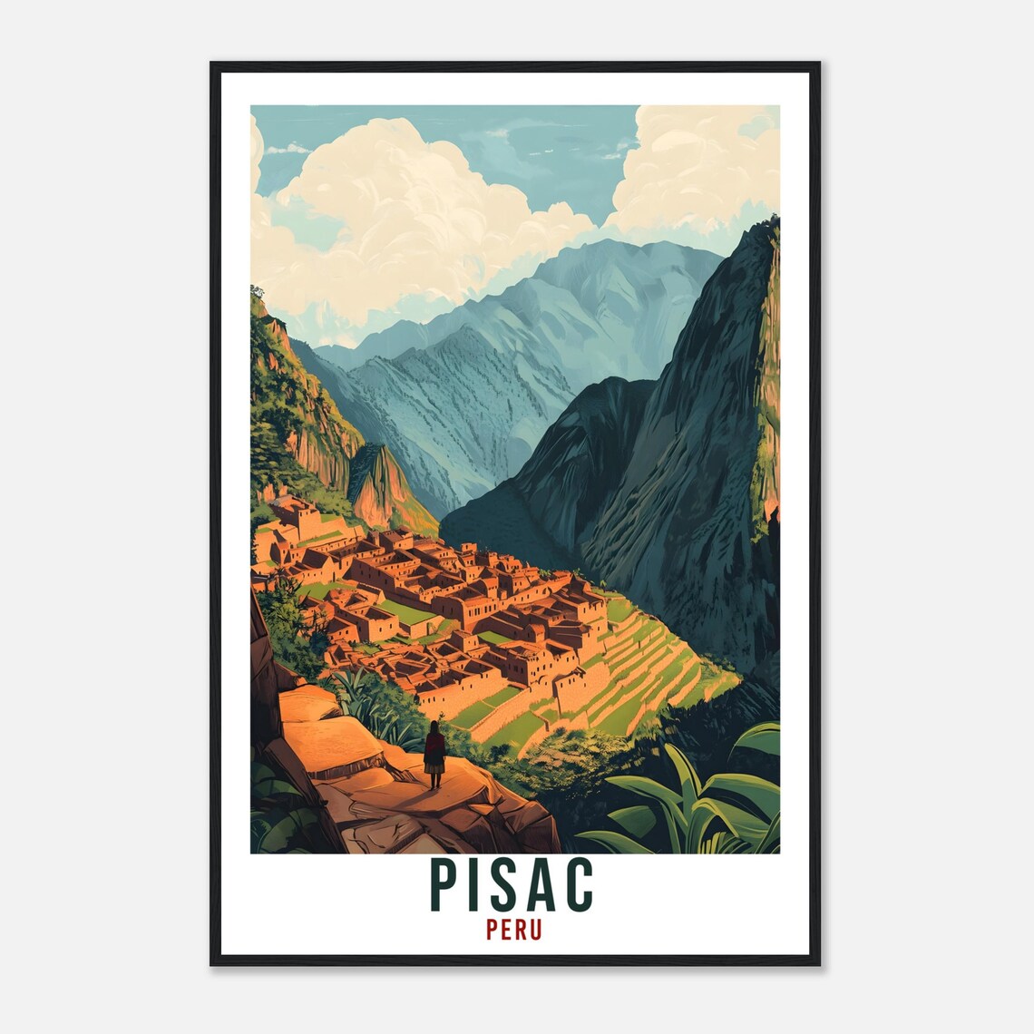 Pisac Peru Inca Ruins Mountain Terraces Vintage Travel Art Print - Image 4
